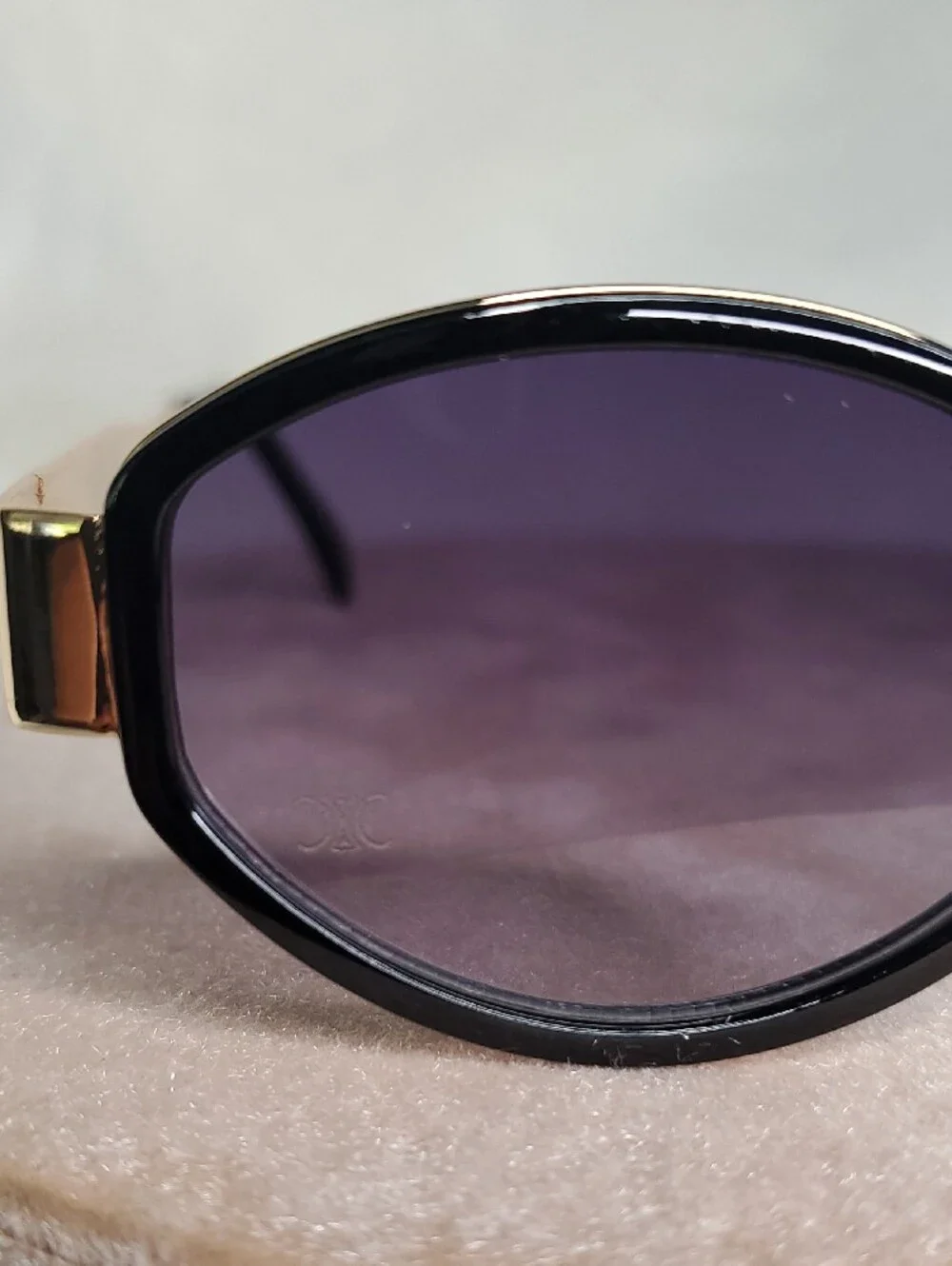 Celine Gold and Black Round Sunglasses - Designer Style